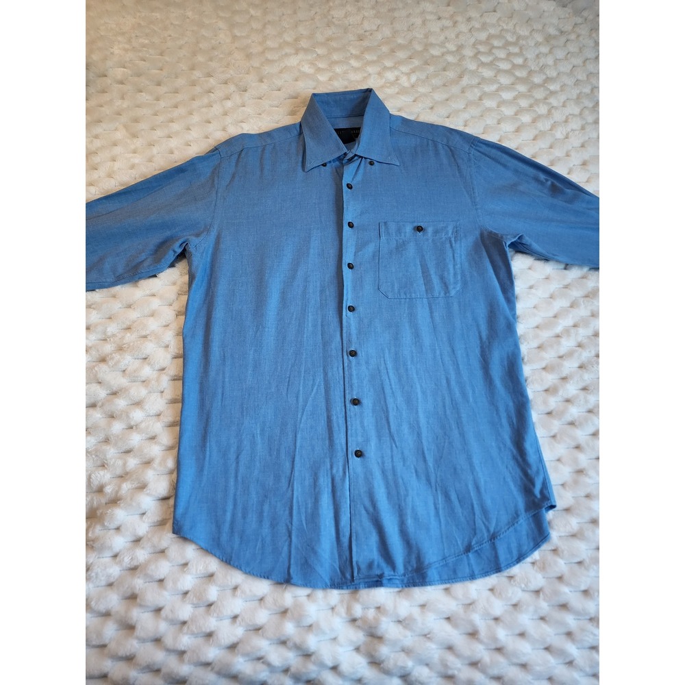 Scott Barber Mens‎ Blue Cotton Button Down Shirt Short Sleeve Medium